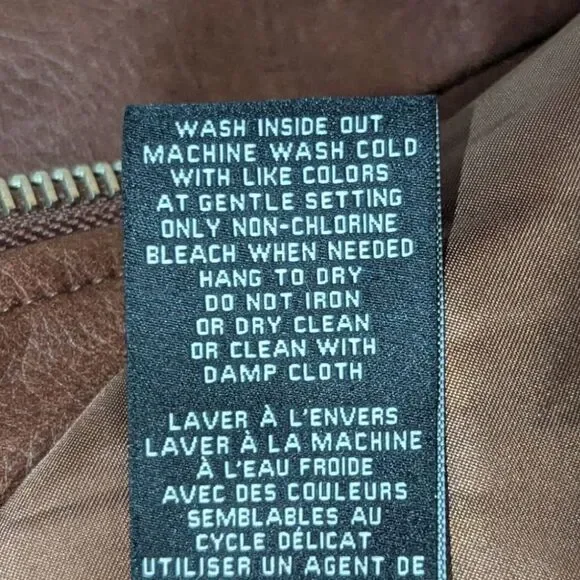 7 For All Mankind Women's M Brown Faux Leather Moto Jacket